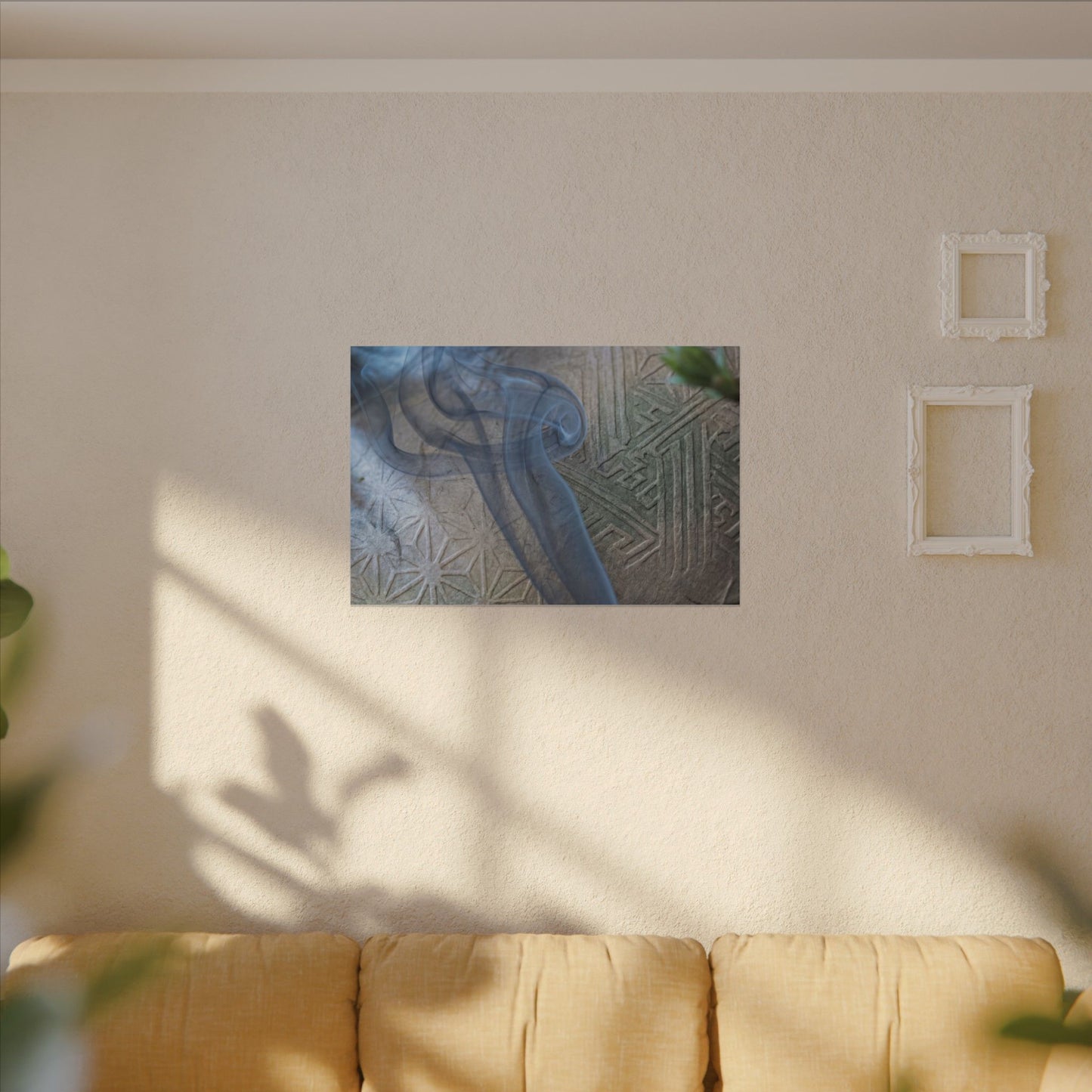 Spring Incense Smoke Japanese Pattern Canvas Art | Neutral Decor