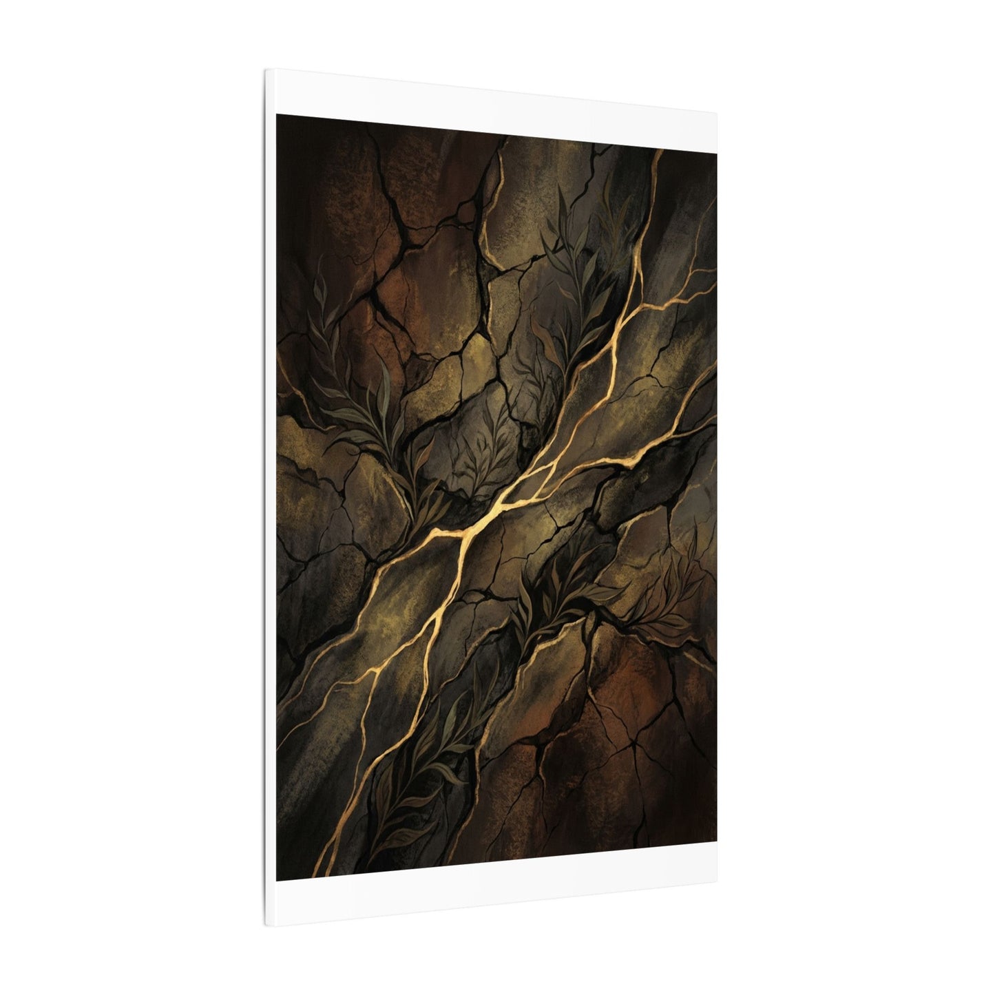Cracked Earth Charcoal Ink Canvas Art | Bold Dark Japandi Art