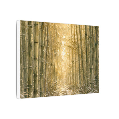 Bamboo Grove Winter Canvas Art | Japandi Elegant Design