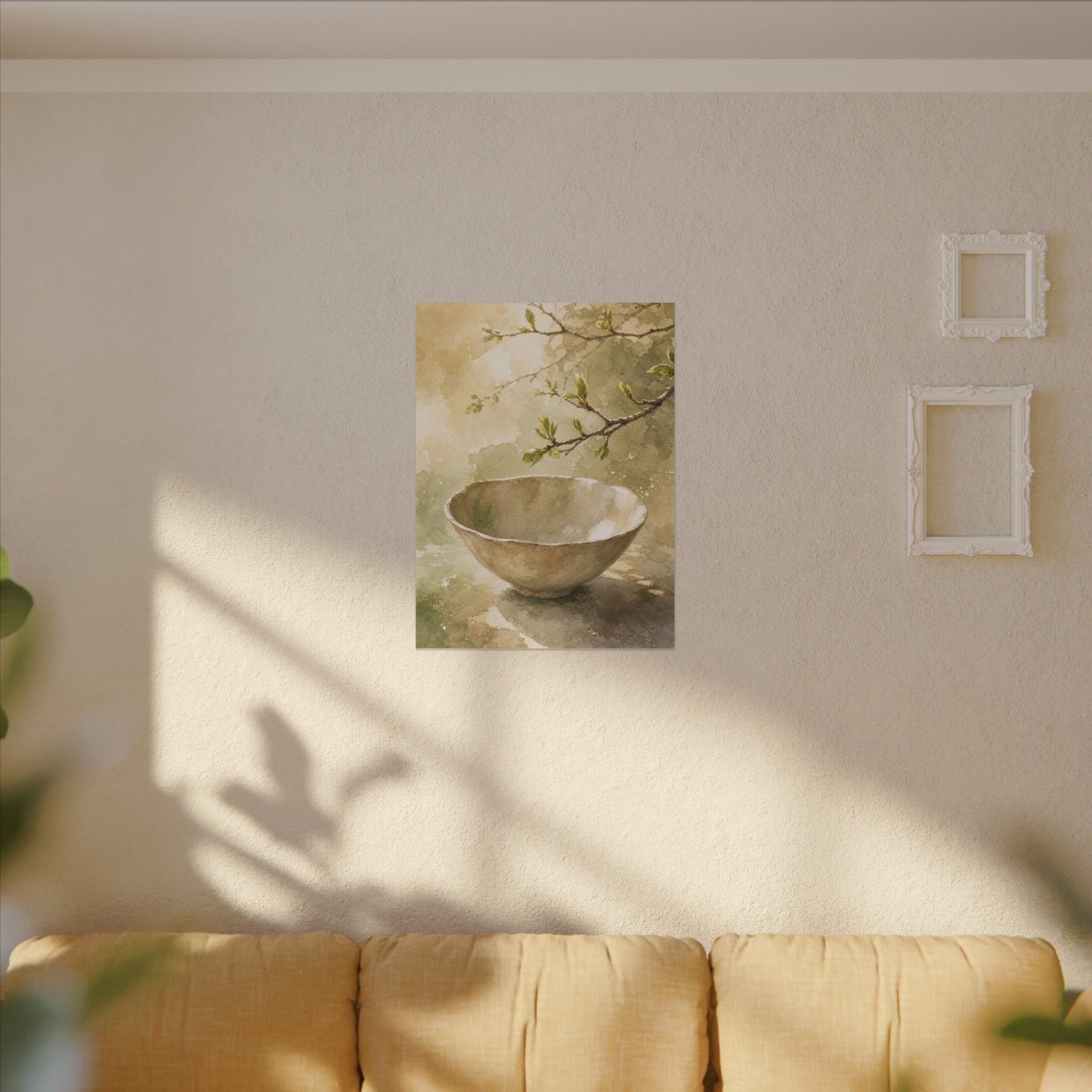 Warm Ceramic Bowl Canvas Art - Watercolor Japandi