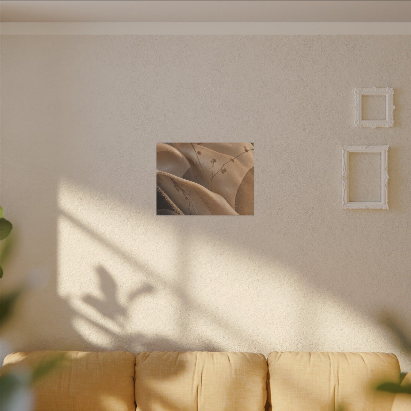 Japandi Silk Drape in Golden Hour | Japanese Pattern Canvas Art
