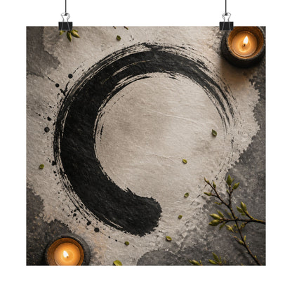 Peaceful Ink Brushstroke Wall Art Print - Enso Zen
