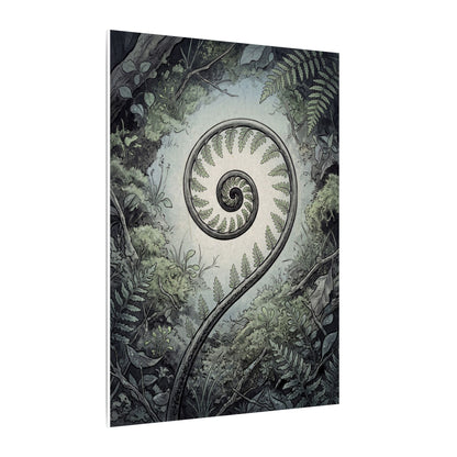 Zen Fern Unfurling in Dawn | Ukiyo E Inspired Canvas Art