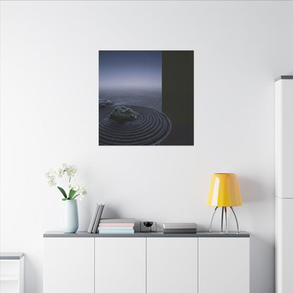 Ma Rock Garden Canvas Art - Dark Japandi Moody Minimal