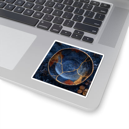 Beautiful Ceramic Bowl Sticker - Crackle Gold Kintsugi