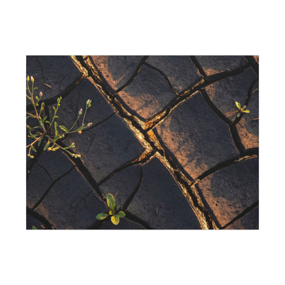 Kintsugi Cracked Earth in Golden Hour | Gold Vein Canvas Art