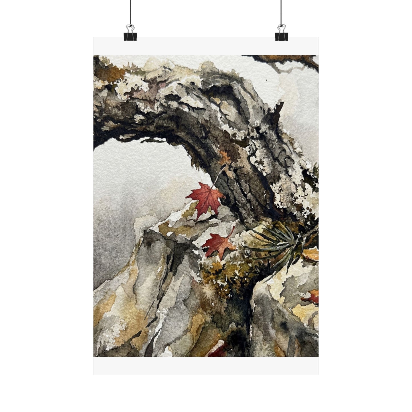Autumn Pine Tree Watercolor Wall Art Print | Elegant Decor Art Print