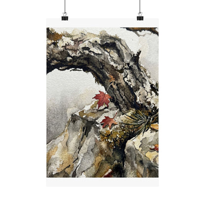 Autumn Pine Tree Watercolor Wall Art Print | Elegant Decor Art Print
