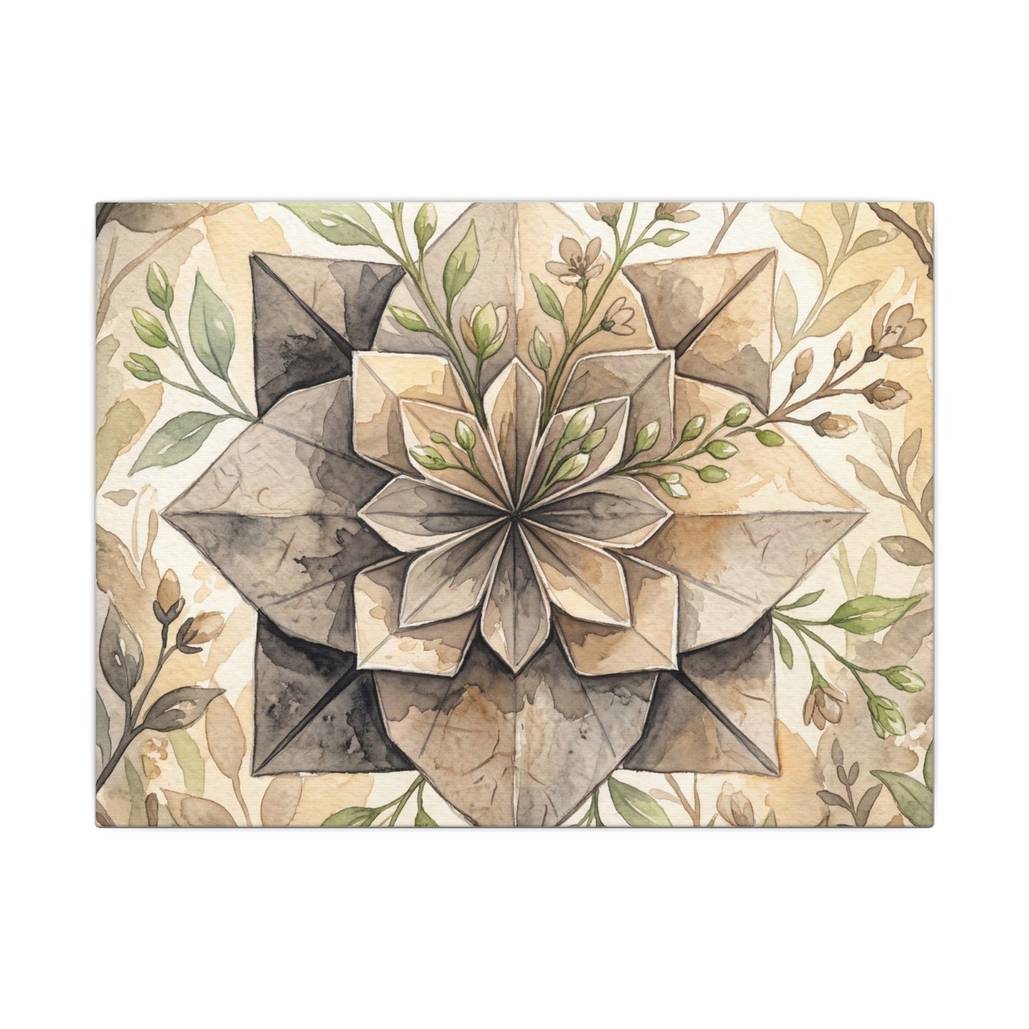 Warm Paper Fold Canvas Art - Watercolor Japandi Art Print