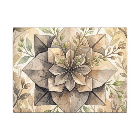 Warm Paper Fold Canvas Art - Watercolor Japandi Art Print