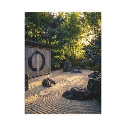 Rock Garden Enso Canvas Art | Tranquil Zen Art