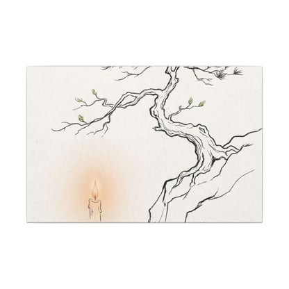 Candlelight Pine Tree Canvas Art - Japandi Shibui