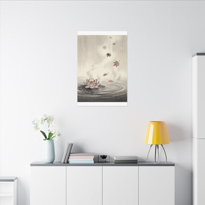 Lotus Flower Canvas Art | Autumn Zen Ukiyo E Inspired Art