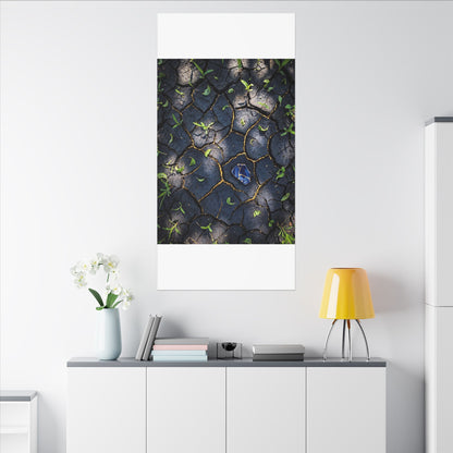 Cracked Earth Canvas Art | Spring Dark Japandi Moody Minimal Art