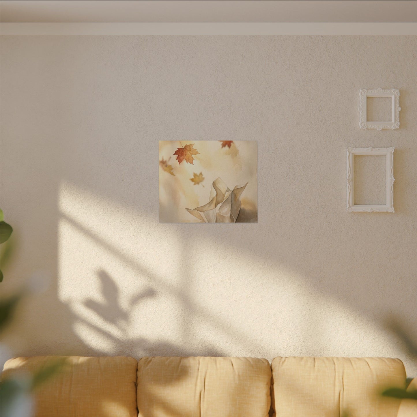 Japandi Paper Fold in Golden Hour | Watercolor Canvas Art