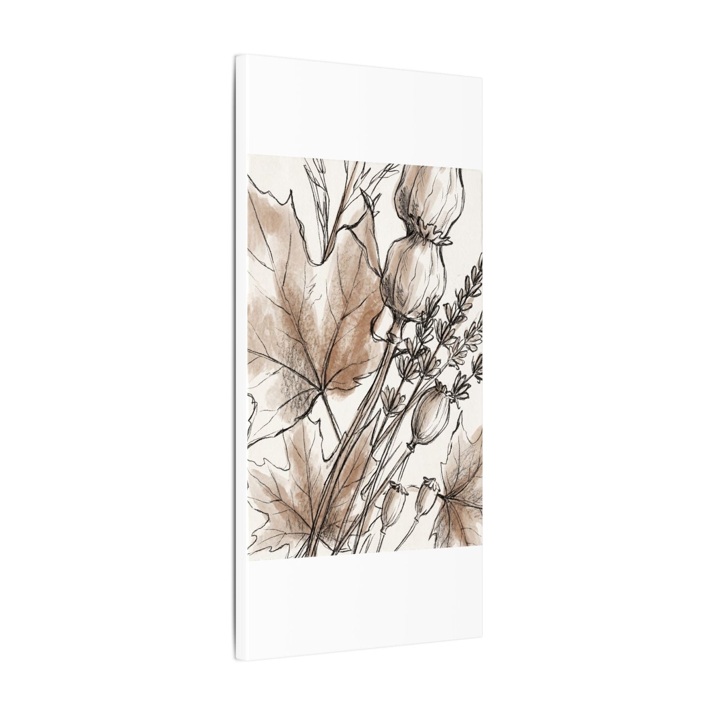 Neutral Dried Flowers Canvas Art - Minimal Line Japandi