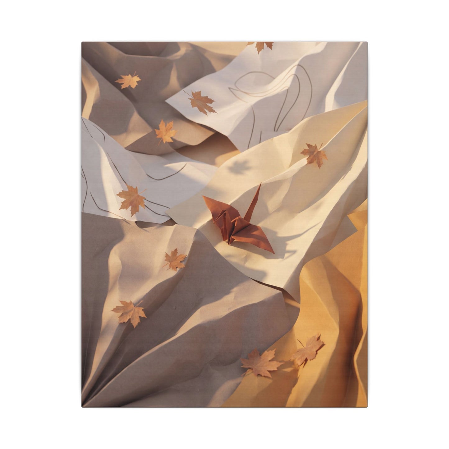 Autumn Paper Fold Minimal Line Canvas Art | Cozy Decor