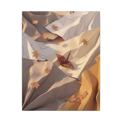 Autumn Paper Fold Minimal Line Canvas Art | Cozy Decor