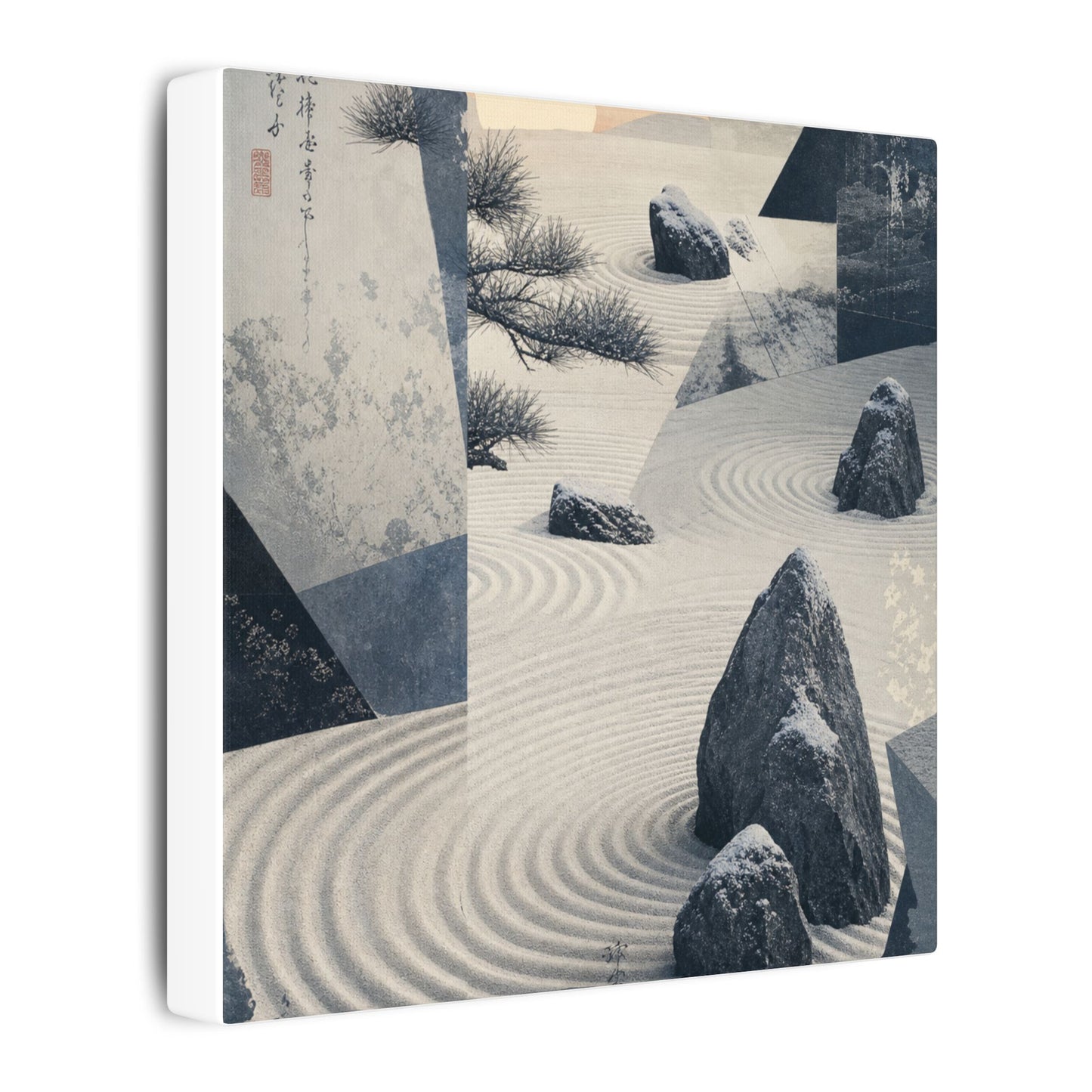 Seijaku Rock Garden Canvas Art - Zen Ukiyo E Inspired