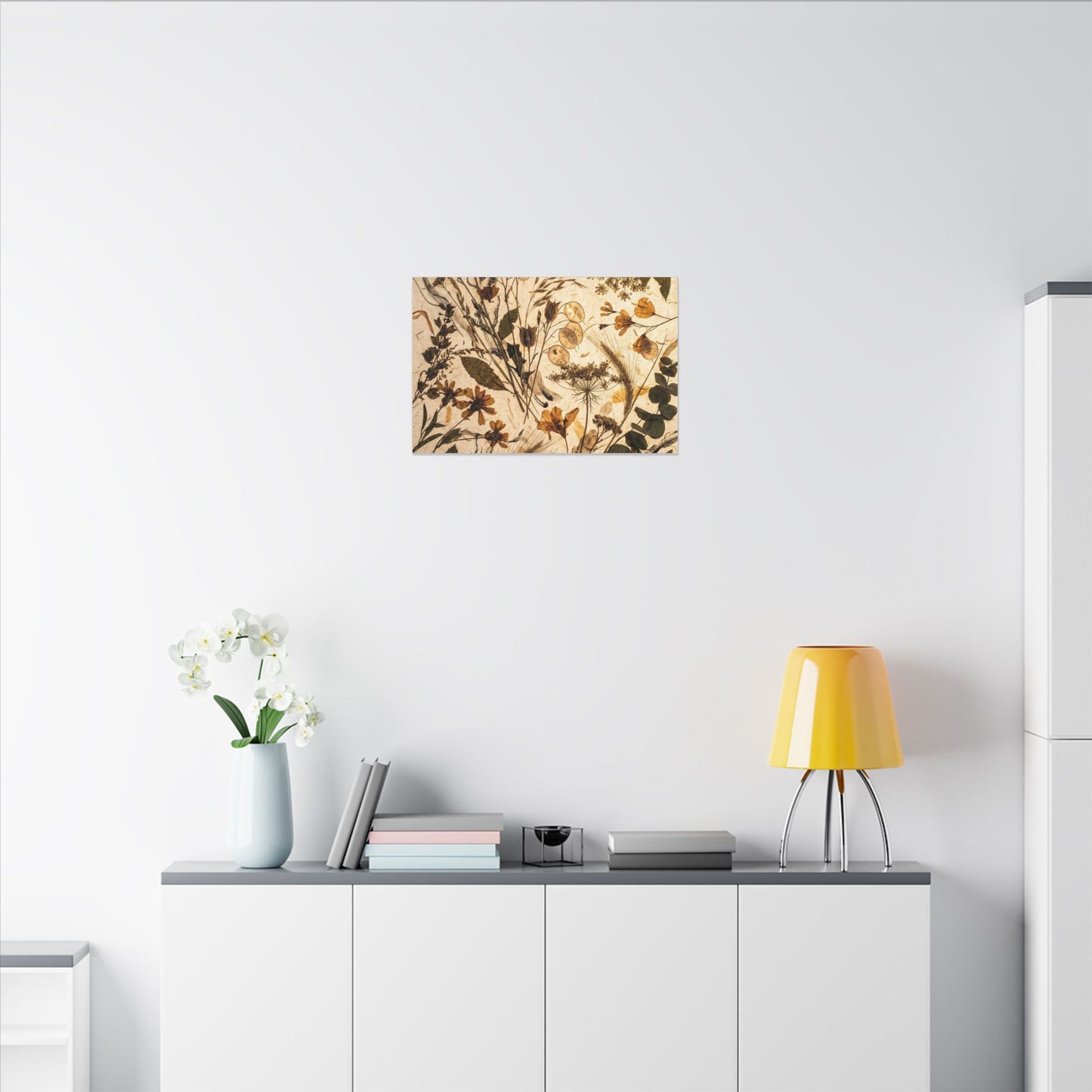 Dried Flowers Summer Canvas Art | Japandi Neutral Design
