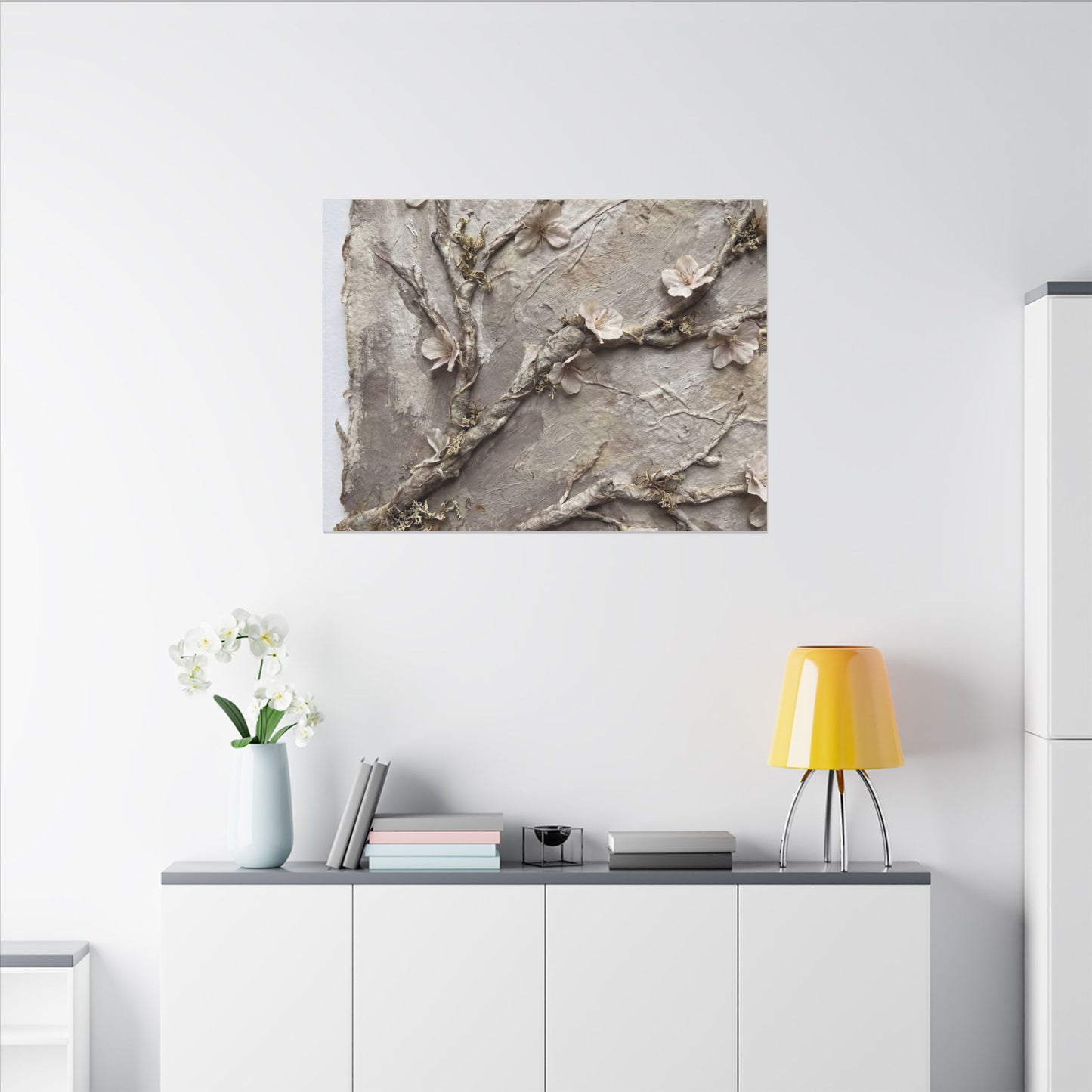 Summer Cherry Blossom Texture Canvas Art | Earthy Decor