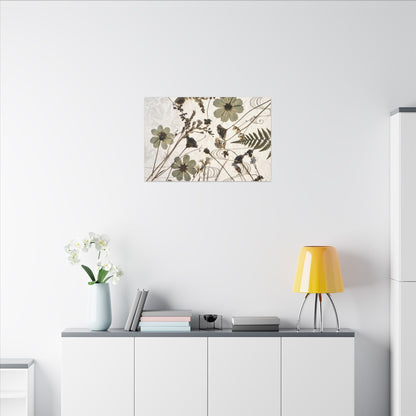 Japandi Dried Flowers in Golden Hour | Japanese Pattern Canvas Art