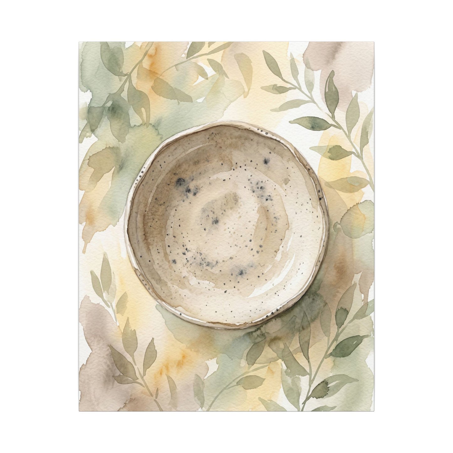 Ceramic Bowl Watercolor Canvas Art | Warm Japandi Art