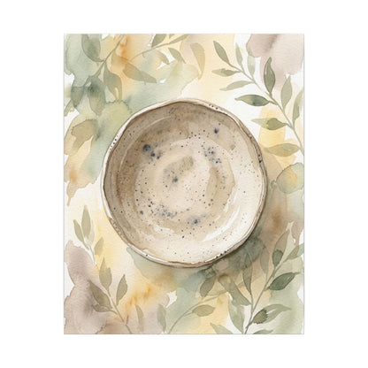 Ceramic Bowl Watercolor Canvas Art | Warm Japandi Art