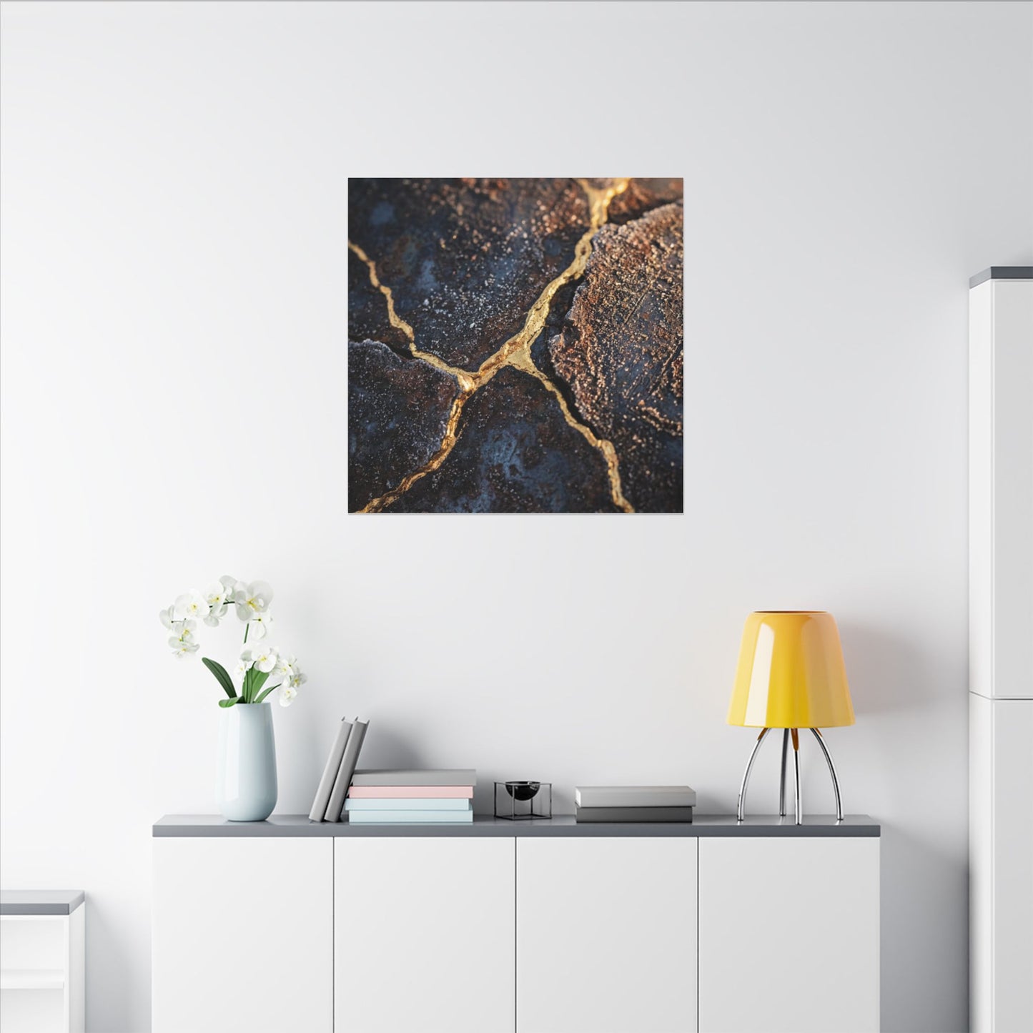 Winter Rust Patina Gold Vein Canvas Art | Resilient Decor
