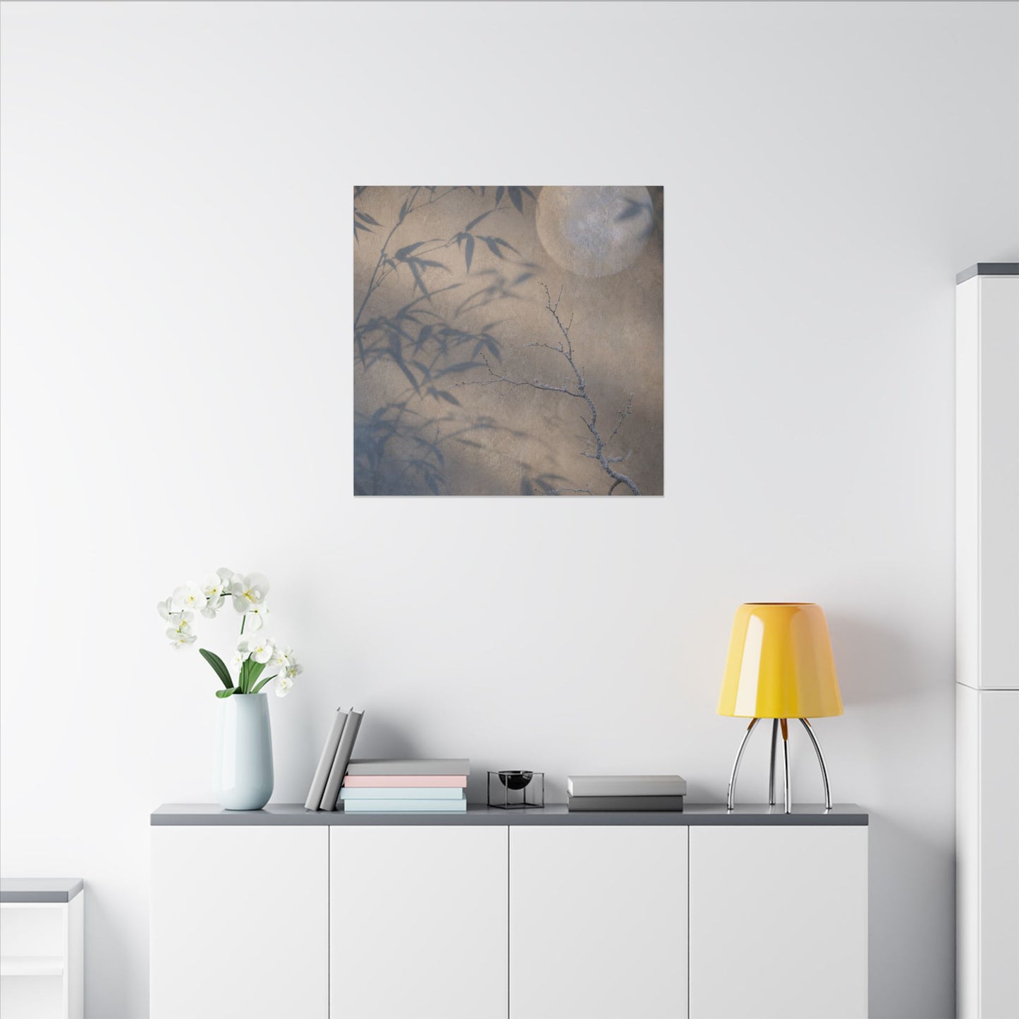 Shadow Play Canvas Art | Winter Japandi Japanese Pattern Art