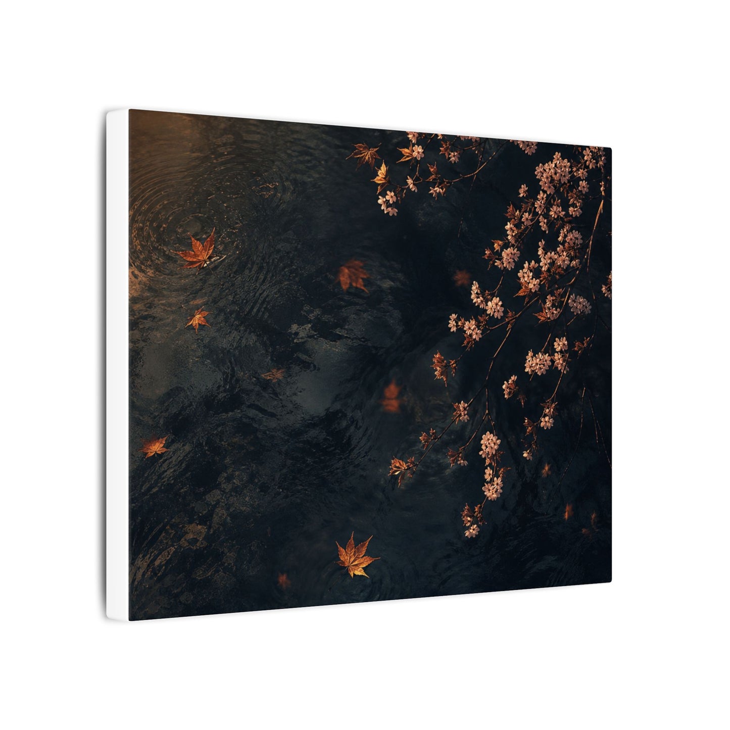 Golden Hour Cherry Blossom Canvas Art - Dark Japandi Kanso