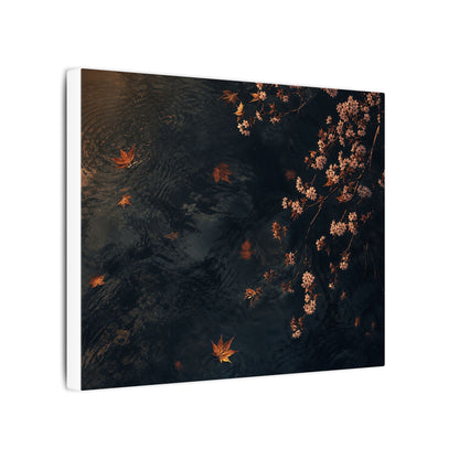 Golden Hour Cherry Blossom Canvas Art - Dark Japandi Kanso