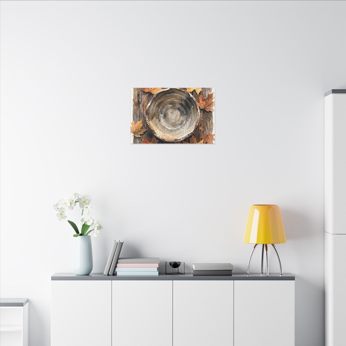 Ma Ceramic Bowl Canvas Art - Japandi Watercolor