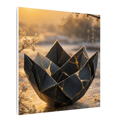 Kintsugi Paper Fold in Golden Hour | Gold Repair Canvas Art