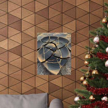 Broken Pottery Wall Art Print | Winter Kintsugi Gold Vein Art