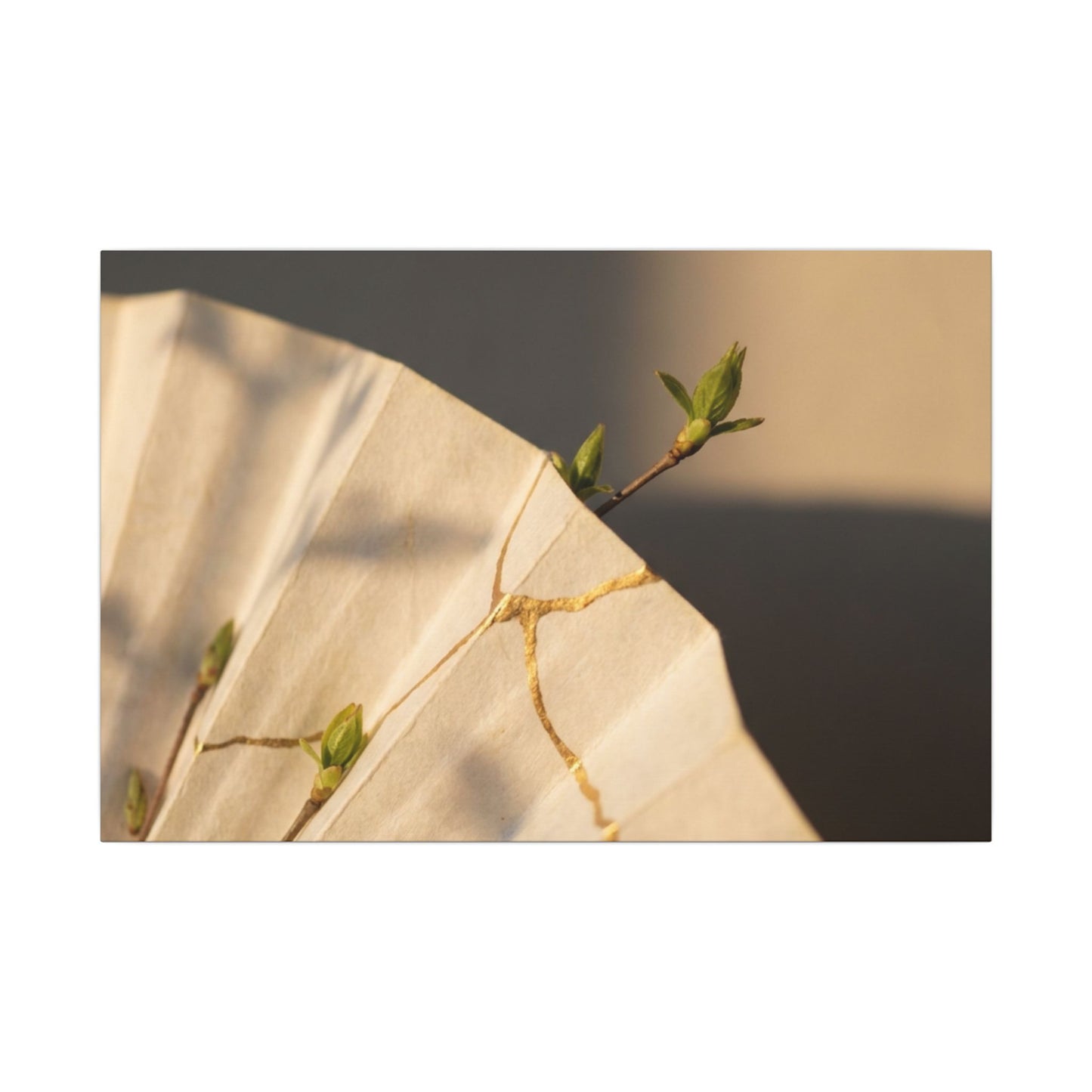 Paper Fold Gold Vein Canvas Art | Healing Kintsugi Art