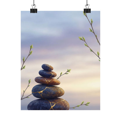 Spring River Stones Gold Vein Wall Art Print | Beautiful Decor Art Print