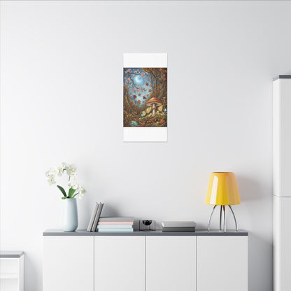 Autumn Cherry Blossom Mushroom Illustration Canvas Art | Enchanting Decor