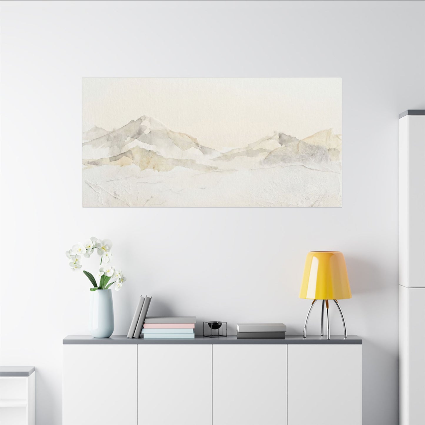 Mountain Mist Winter Canvas Art | Japandi Warm Design