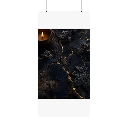 Luxurious Cracked Earth Wall Art Print - Moody Minimal Dark Japandi