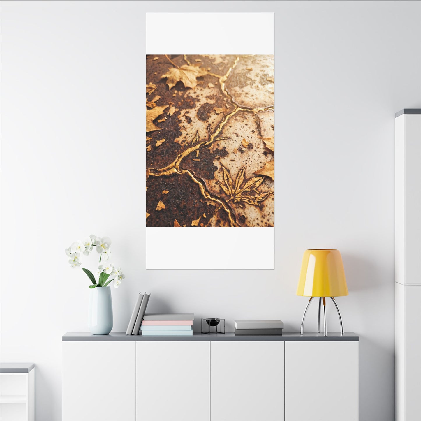 Kintsugi Rust Patina in Golden Hour | Gold Vein Canvas Art