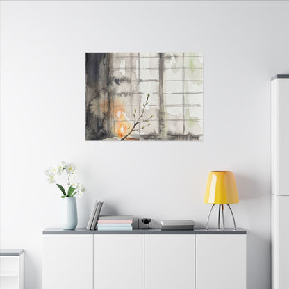Shoji Screen Canvas Art | Spring Japandi Watercolor Art