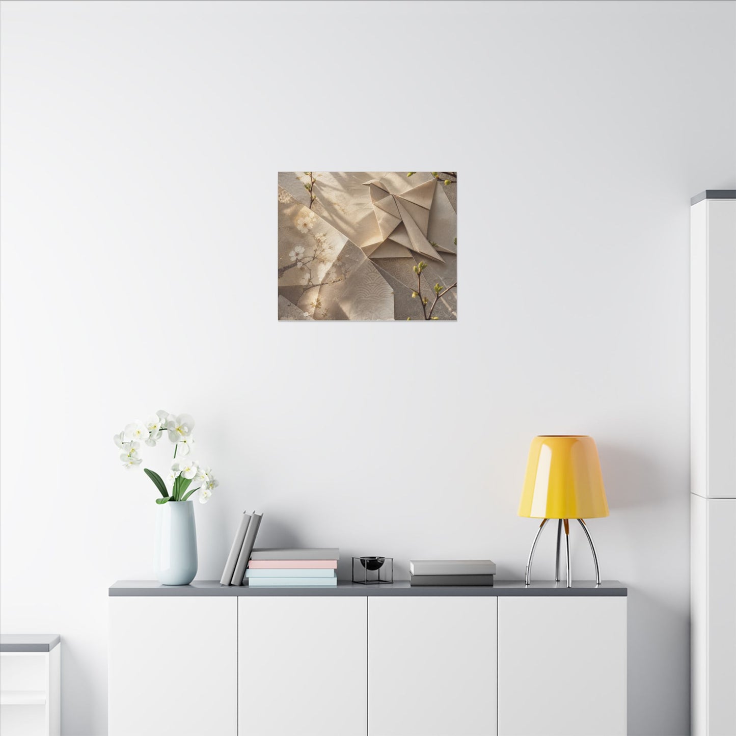 Golden Hour Paper Fold Canvas Art - Japandi Fukinsei