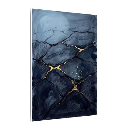 Mono No Aware Cracked Earth Canvas Art - Dark Japandi Charcoal Ink