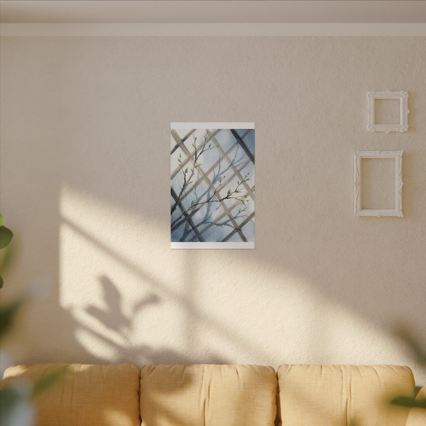 Shoji Screen Canvas Art | Spring Japandi Watercolor Art