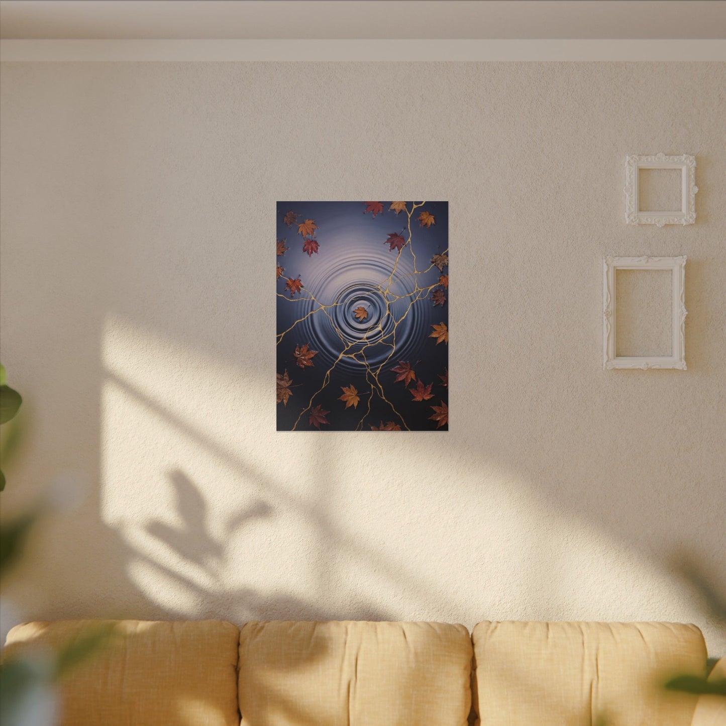 Kintsugi Water Ripple in Dawn | Gold Vein Canvas Art