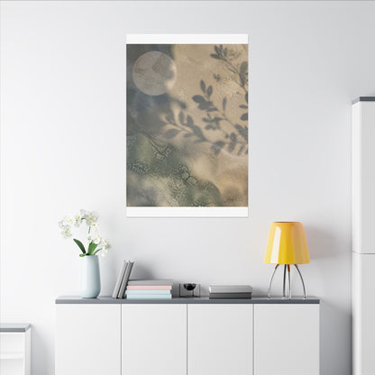 Japandi Shadow Play in Moonlight | Texture Canvas Art