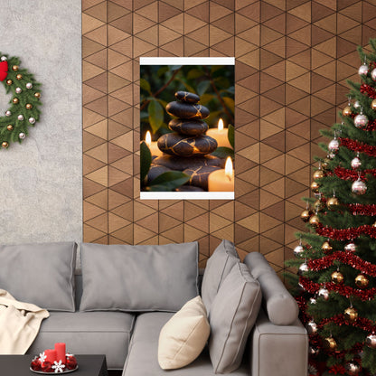 Summer River Stones Gold Vein Wall Art Print | Healing Decor