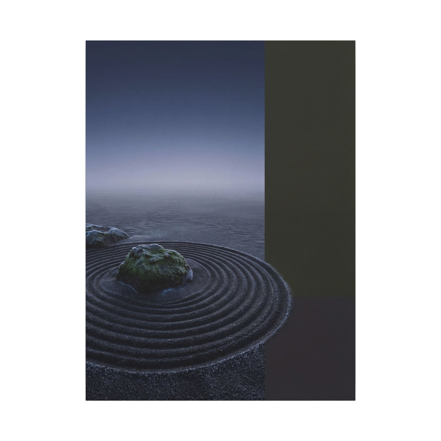 Ma Rock Garden Canvas Art - Dark Japandi Moody Minimal