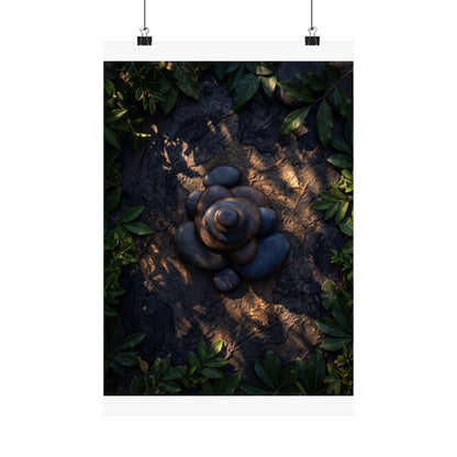 Ma River Stones Wall Art Print - Dark Japandi Dark Texture Art Print